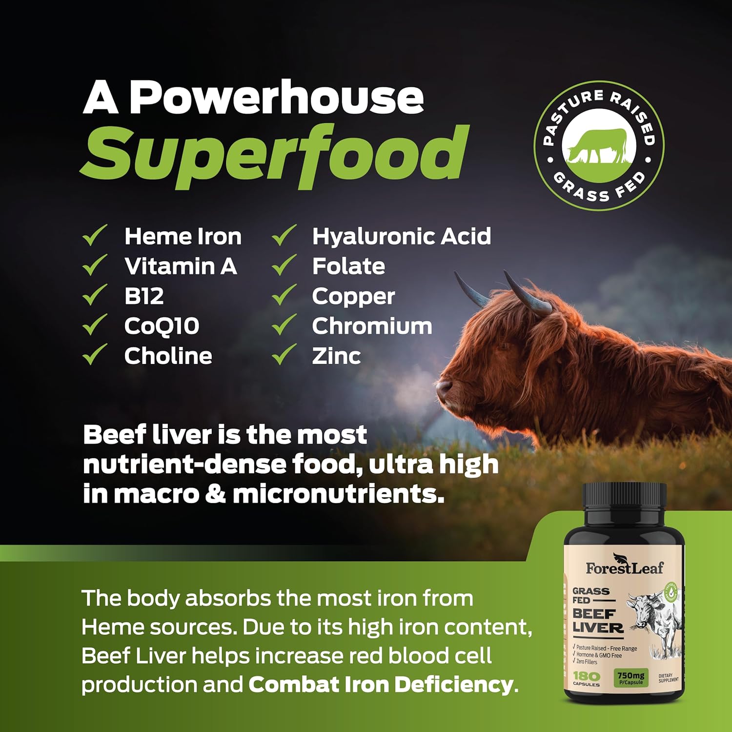 ForestLeaf Grass Fed Beef Liver Capsules